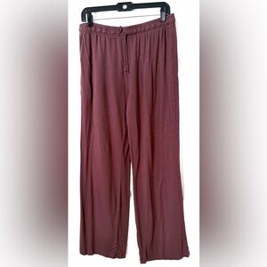 Nuuds Pants Elastic Waist Wide Leg Drawstring Lightweight Lounge Pants Large